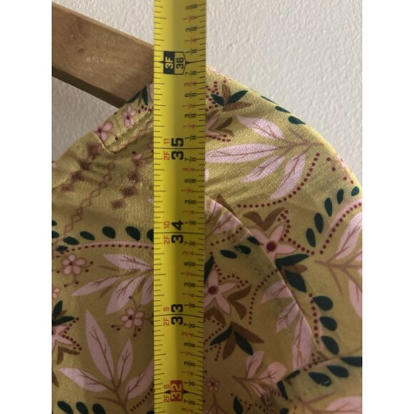 Natural Life Rayon Oversized Flowy Floral Mustard Dress Large Summer Cottagecore - Picture 8 of 10